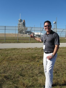 That's me at Launch Pad 39A. The space shuttle Atlantis is behind me.